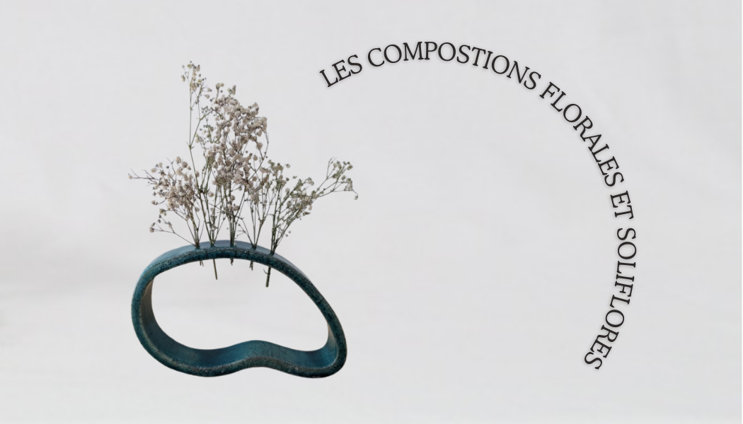 Compostions florales et soliflores modernes et élégantes de l’Atelier de la Terre Ronde, mettant en avant la poterie artisanale en Lozère, Aveyron, Mende et Cantal.